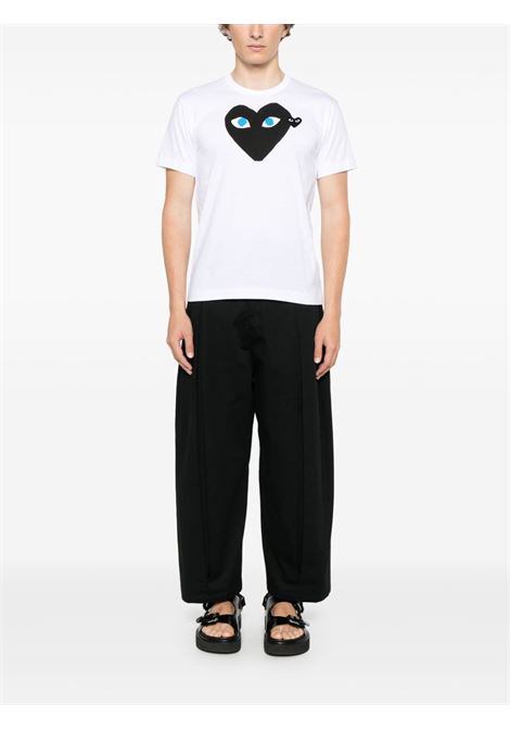 t-shirt con stampa e ricamo unisex bianco COMME DES GARÇONS PLAY | AX-T088-0511